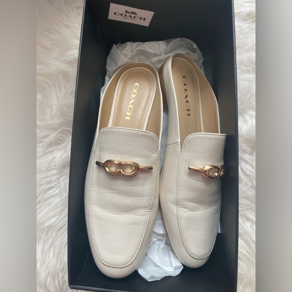 Coach Cream Mules with Gold Accent - Picture 7 of 8